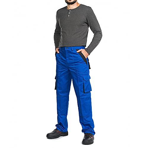 Pantalones de Trabajo para Hombre, Made in EU, Refuerzo y Acolchado en Las Rodillas, Pantalones Cargo, 44