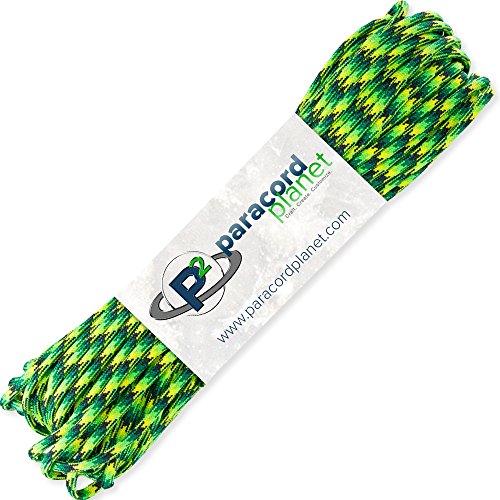 PARACORD PLANET 100' Hanks Parachute 550 Cord Type III 7 Strand Paracord Top 40 Colores más Populares (Gecko)