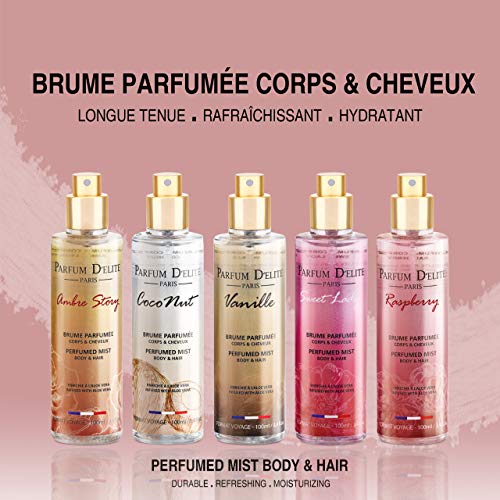 Parfum D’Elite Paris – Coconut – Bruma perfumada para cuerpo y cabello para mujer, ligera y refrescante, no mancha, 100 ml