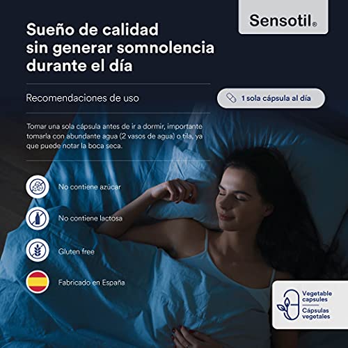 Pastillas para dormir | Sensotil - melatonina pura - 5 HTP - magnesio - triptofano - Vitamina B6 | Complemento para dormir bien | Regulador del sueño | Descanso profundo