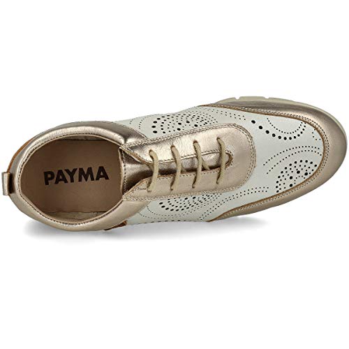PAYMA - Zapatillas Deportivas Sneakers de Piel para Mujer. Zapatos Planos Casual Blucher. Cierre Cordones. Piel Super Flexible. Máxima Comodidad. Color Cuero, Azul Marino, Rojo, Negro y Blanco.