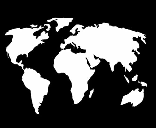 Pegatina Mapamundi Camper van Furgoneta 4x4 | Color Blanco Mapa del Mundo para Coche Moto | Medidas: 18 cm x 12 cm