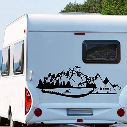 Pegatina Promotion Pegatina para caravana con bonito paisaje con montañas, tren de montaña, exterior senderismo, aprox. 120 cm