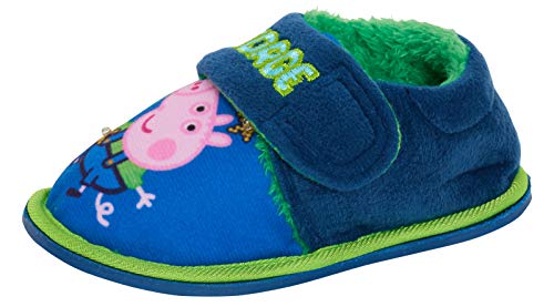 Peppa Pig George Pig - Pantuflas luminosas para niños con forro de piel, Azul (azul), 29 EU