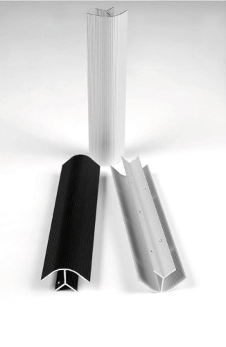 Perfil angular de aluminio anodizado plateado, longitud de 100 cm, para placas/tableros de 19 mm, se mantiene sin atornillar gracias al dentado interno.