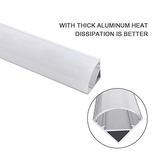 Perfil de Aluminio, Jirvyuk 6 Pack 1 m/3,3 ft Perfil de Aluminio LED para Luces de Tira del LED con Cubierta Blanca Lechosa, Los Casquillos de Extremo y los Clips de Montaje del Metal