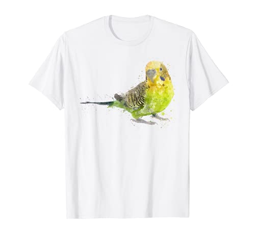 Periquito verde acuarela pájaro periquito cacatúas Camiseta