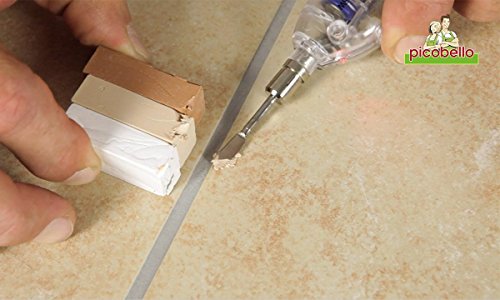 Picobello G61650 - Kit de reparación de azulejos de pared o suelo (tamaño pequeño), color blanco y gris