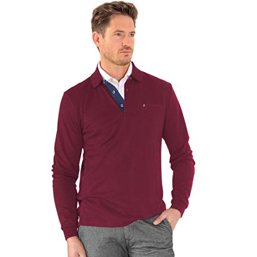 Pierre Cardin Longsleeve Polo Interlock Camiseta Cuello Alto, Rojo (Wine 8104), 5XL (Talla del Fabricante: 5XL) para Hombre