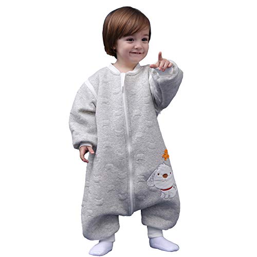 Pijama para bebé, de manga larga, para invierno, con diseño de perro, con pies, de algodón, para niños y niñas