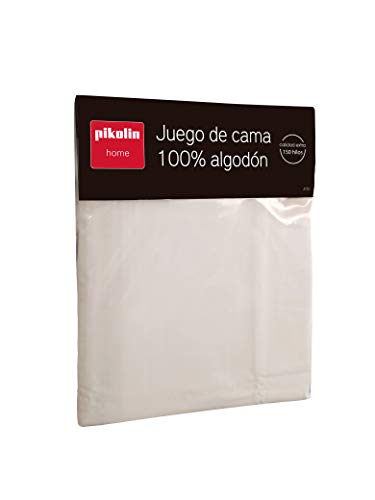 Pikolin Home - Juego de cama 100% algodón 150 hilos de calidad extra transpirable para cama de 135 en color blanco