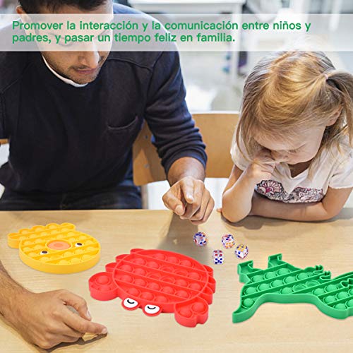 Pop It Push Pop Bubble Fidget Toys Juguete Silicona Sensorial para Niños Juguete Educativo, Juguete Antiestré de Dedo para Niños y Adultos, Dinosaurio Pulpo Cangrejo Búho(4 Piazas)