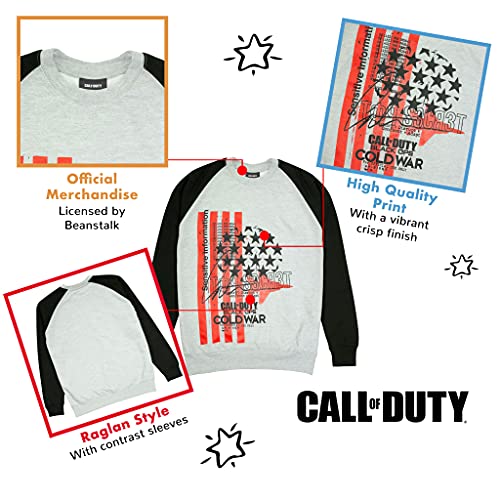 Popgear Call of Duty Guerra Fría Estrellas Operaciones Negro y Rayas Los Hombres de la Camiseta de Cuello Redondo Negro/Gris