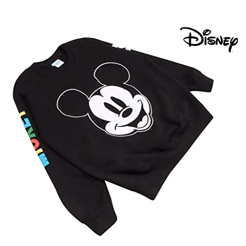 Popgear Disney Mickey Smiley Face Girls Crewneck Sweatshirt Black Sudadera, 5-6 Years para Niñas
