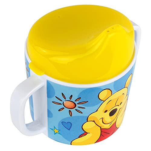 P:os 68939 - Vaso para aprender a beber con diseño de Winnie the Pooh de Disney, con 2 asas, para niños y niñas, capacidad aprox. 200 ml, de melamina / ABS (sin BPA)