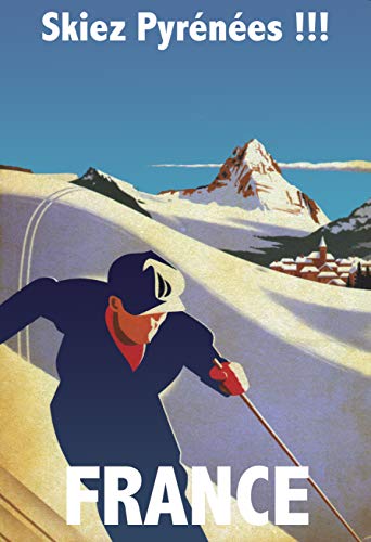 Póster de Ski France Pirineos para reproducción, tamaño 50 x 70 cm, papel 300 g, venta del archivo digital HD, posible, consulta (tienda: póster vintage.FR)