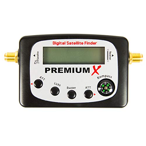 PremiumX PXF-22 - Localizador digital de satélite (pantalla LCD, señal sonora, brújula, buscador de satélite, medidor FullHD, HDTV 4K)