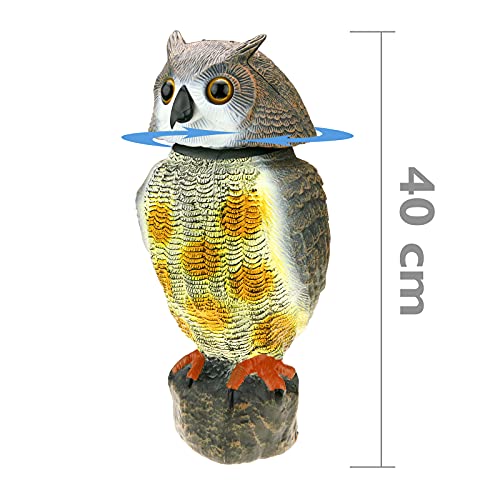 PrimeMatik - Ahuyentador de Aves Tipo Estatua búho con Ojos Reflectantes 40cm Macho