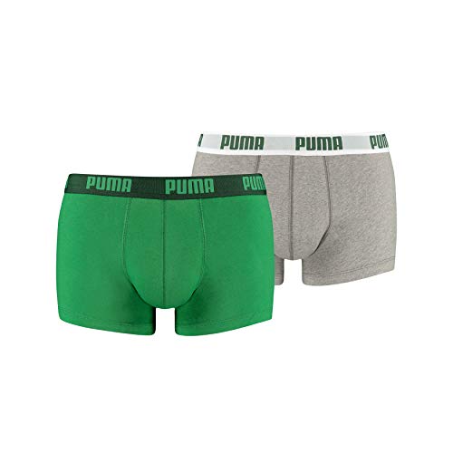 Puma Basic Trunk 2P, Boxer hombre (Pack de 2), Multicolor (Amazon Green/Grey), S