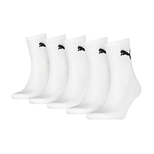 PUMA Short Crew Socks (5 Pack) Calcetines, Blanco, 39-42 (Pack de 5) Unisex Adulto