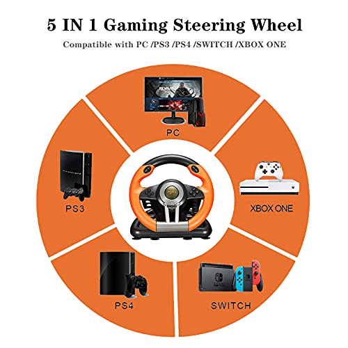 PXN V3II Simule el volante del juego de carreras con pedal, volante de 180 grados, compatible con Windows PC, PS3, PS4, Xbox One, Switch de Nintendo - Orange[xbox_one]