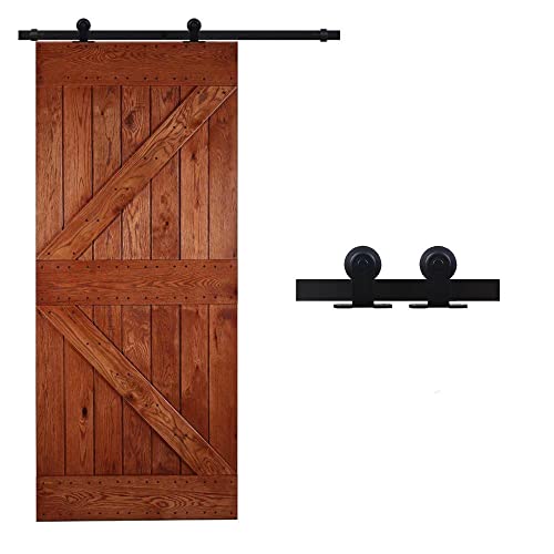 QINAIXQM 6.6FT/200cm Kit de accesorios para puerta de granero traslacional de servicio pesado, resistente y duradero, adecuado para una sola puerta de madera, negro antiguo(Forma T)