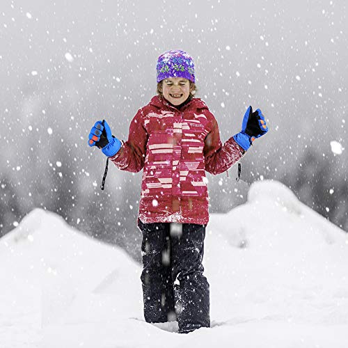 QKURT Niño Guantes de Esquí, Guantes de EsquíInvierno Manoplas para Clima frío para niñas y niños para niños de 2 a 13 años Trineo Snowboard Patinaje Ciclismo Correr y Actividades al Aire Libre