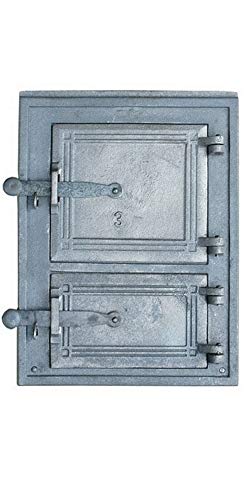 QLS Puerta de horno de hierro fundido, puerta doble de 38 x 29 cm