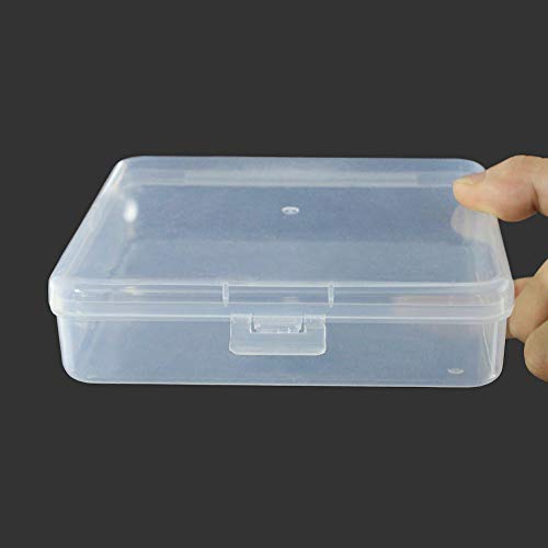 Qualsen 2 Piezas Cajas de plastico con Tapa, Organizador almacenaje Transparentes pequeñas para Tornillos, Abalorios, 13.2 x 13.2 x 3.3 cm