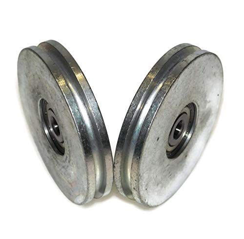 (R90-6-10) 2 x piezas de puerta corredera rueda rueda 90 mm ranura redonda acero rueda U forma (6 mm surco-10 mm rodamiento)