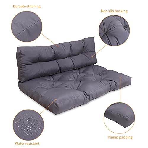 RACE LEAF Euro Pallet Cushion Seat Pad, sofá de banco de asiento de jardín, muebles de paleta ecológica, interior/exterior, gris oscuro (cojín de asiento)