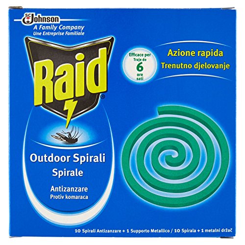 Raid espirales antimosquitos – 10 Unidades, 1 soporte metálico