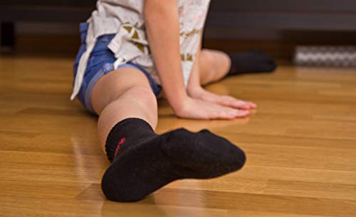 Rainbow Socks - Niñas y Niños Calcetines de Deporte Neon - 6 Pares - Negro - Talla 30-35