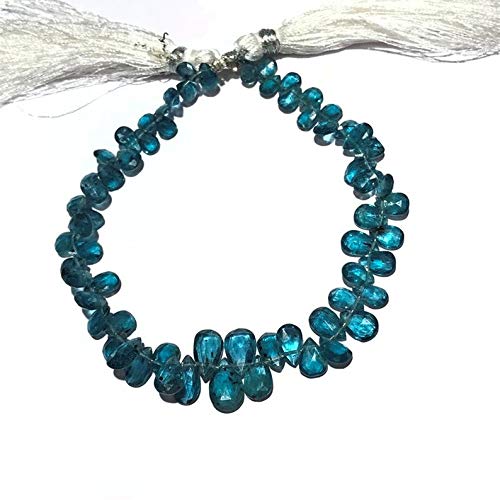 Rare Teal Blue Moss Kyanite Pear Almond Shape Faceted Briolette Beads, Size 5 to 10 mm 8" Inch Long Kyanite Beads,