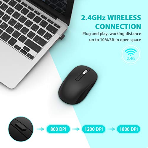 Ratón inalámbrico Bluetooth Joyaccess, con 3 Modos para portátiles (BT 5.0/3.0 + 2,4Ghz), Silencioso Mini ratón para Mac OS, PC, Macbook, Android, Windows, Negro