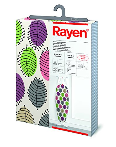 Rayen | Funda para tabla de planchar Universal | Fácil de colocar con sistema EasyClip | 2 capas: Espuma y tejido 100% algodón estampado | Gama Basic de Rayen | Medidas: 130x47cm