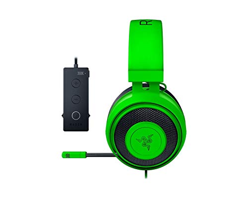 Razer Kraken Tournament Edition Auriculares para juegos deportivos auriculares con cable para juegos con controlador de audio USB, audio espacial THX, controladores de 50 mm, Verde