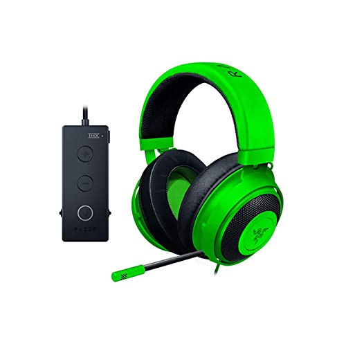 Razer Kraken Tournament Edition Auriculares para juegos deportivos auriculares con cable para juegos con controlador de audio USB, audio espacial THX, controladores de 50 mm, Verde