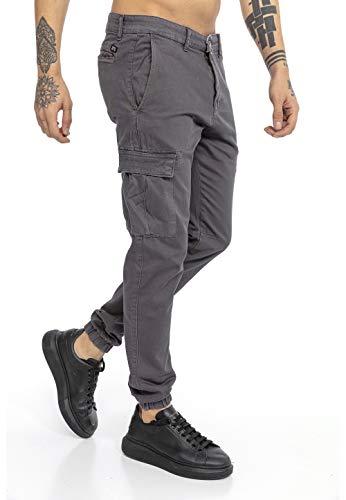 Redbridge Pantalón Chandal para Hombre Vaqueros Jeans Joggers Cargo Look Gris W30 L32