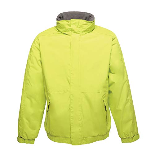 Regatta Dover Waterproof Concealed Hooded Fleece Lined Bomber Jacket Jackets Waterproof Insulated, Hombre, Key Lime/Seal Grey, 4XL
