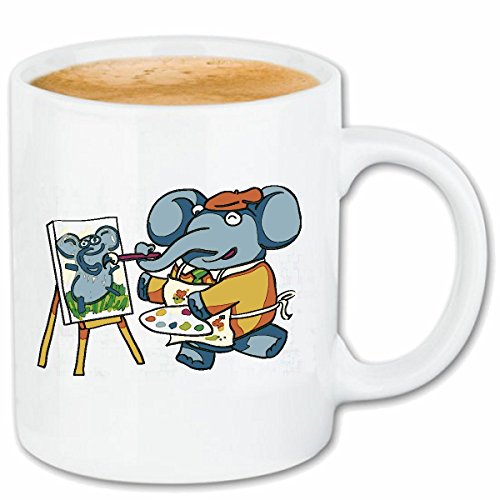 Reifen-Markt Taza párrafo café Elefante como Pintor de una Imagen Vale Tronco Animal Elefante Africano Elefante ASIÁTICO Benjamin cerámica Altura 9.5 cm de diámetro de 8 cm de