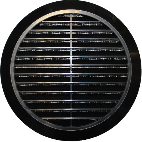 Rejilla de ventilación (con red antinsectos, plástico T36, diámetro: 100, 110, 120, 125, 150 mm, redonda, negra)