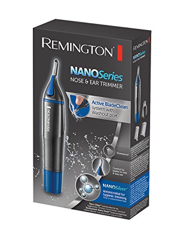 Remington Recortador Facial Nano Series - Cortapelos Nariz y Orejas, Cejas y Vello Facial, Resistente al Agua, Gris y Azul - NE3850