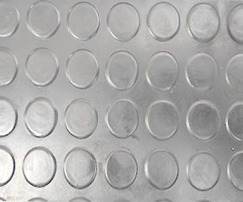 Revestimiento de Caucho Antideslizante | Suelo de Goma PVC Gris 1mm Diseño Botones (140_x_100 CM)