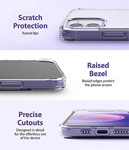 Ringke Fusion Compatible con Funda iPhone 12, Compatible con Funda iPhone 12 Pro (6,1 Pulgadas) Carcasa Queda como un Guante, Case Transparente con Agujeros para Cuerda - Clear