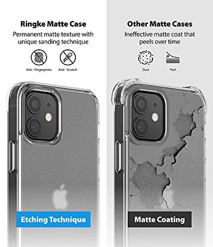 Ringke Fusion Compatible con Funda iPhone 12 Mini (5,4 Pulgadas), Anti Huella Dactilar Acabado Mate Agarre Cómodo, Carcasa Transparente Helada con Agujeros para Cuerda - Matte Clear
