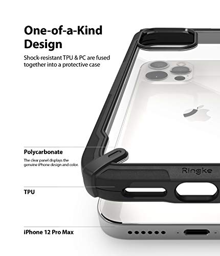 Ringke Fusion-X Compatible con Funda iPhone 12 Pro MAX (2020) 6,7 Pulgadas, Rigida Carcasa Parachoque TPU Resistente Impactos Funda Negra - Black (Negro)