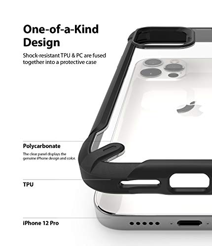 Ringke Fusion-X2 Compatible con Funda iPhone 12 Pro (2020) / Compatible con Funda iPhone 12 (6,1 Pulgadas), Rigida Carcasa Parachoque TPU Resistente Impactos Funda Negra - Black (Negro)