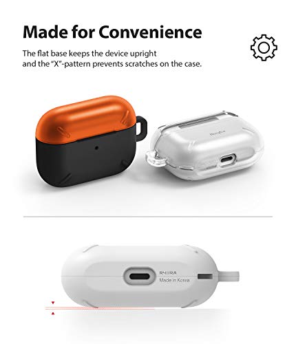 Ringke Layered Case Diseñado para Funda Apple AirPods Pro, Cover PC Dura (LED Visible), Carcasa Resistente a los Golpes para AirPods Pro con Mosquetón (2019) - Orange & Black