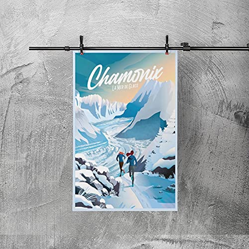 RMLKS Póster vintage de viaje Affiche Chamonix – Mer De Glace Decoración de pared decorativa Poster GIft